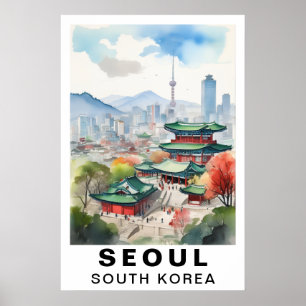 ソウル 韓国 水彩画 旅行 アートプリント ポスター