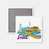 ソウル – 韓国.png マグネット (正面/裏面)