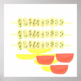 ソウヴラキのギリシャ絵画料理アート ポスター