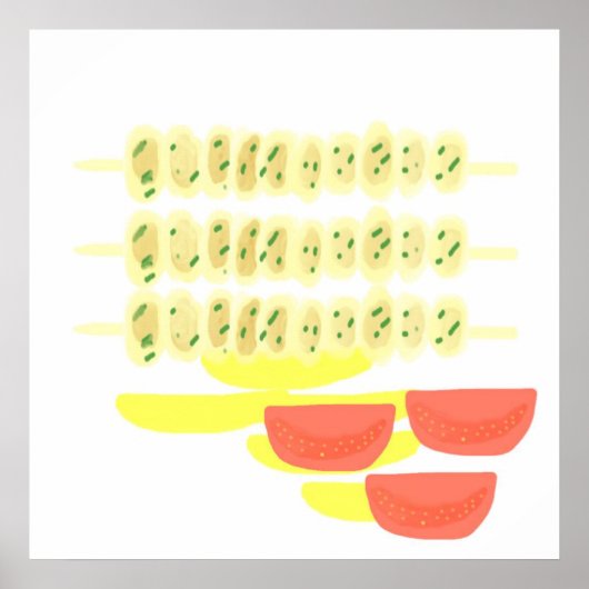 ソウヴラキのギリシャ絵画料理アート ポスター (正面)