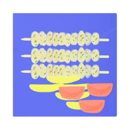 ソウヴラキのギリシャ絵画料理アート メタルプリント