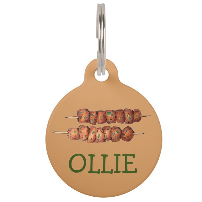 ソウヴラキ肉豚串ギリシャファストフードGreece ペット　ネームタグ (正面)