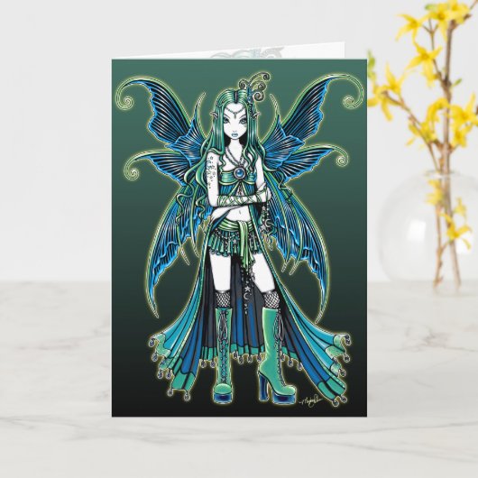 "ソエ"の緑のCeletial星の妖精の芸術カード カード (黄色い花)