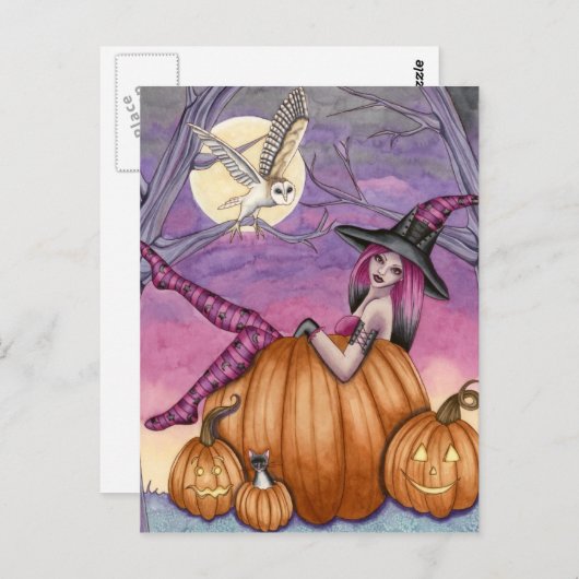 ソエ-カボチャ魔法使いの郵便はがき ポストカード (正面/裏面)