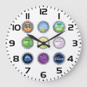 ソカラフルダボトルキャップ ラージ壁時計 (正面)