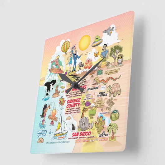 ソカルサンセット スクエア壁時計 (傾斜)