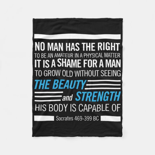 ソクラテス物理フィットネス引用文ボディビル演習 フリースブランケット (正面)