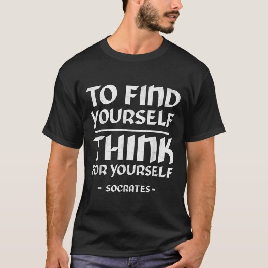 ソクラテス自己認識ストイシズム引用文ギリシャ・フィロ Tシャツ (正面)