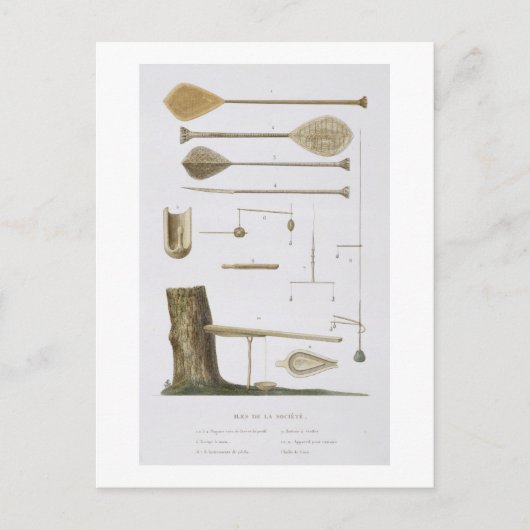 ソサエティ諸島:パンガス、魚釣りフックなど ポストカード (正面)