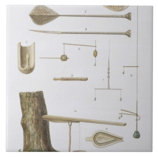 ソシエテ諸島: パンガ刀、釣り針および他のt タイル (正面)