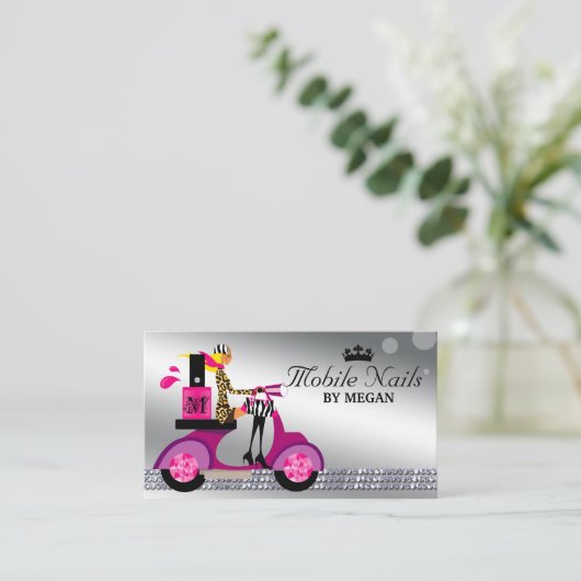 ソシ恋しく思アライトネイルサロンスクーターガールファッション 名刺 (スタンド正面)