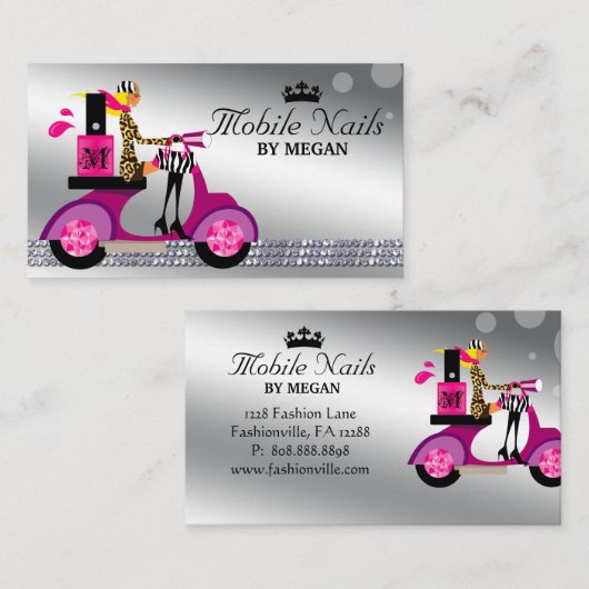 ソシ恋しく思アライトネイルサロンスクーターガールファッション 名刺 (正面/裏面)