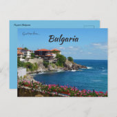 ソゾポルブルガリアの家と花 ポストカード (正面/裏面)