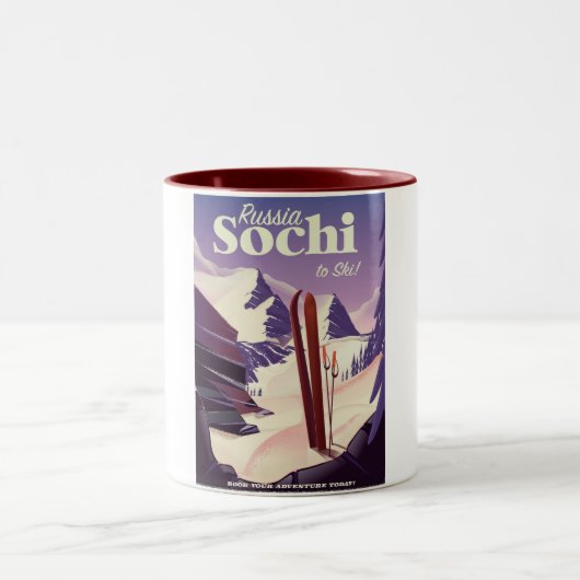 ソチ ロシア スキーツアーポスター ツートーンマグカップ (中央)