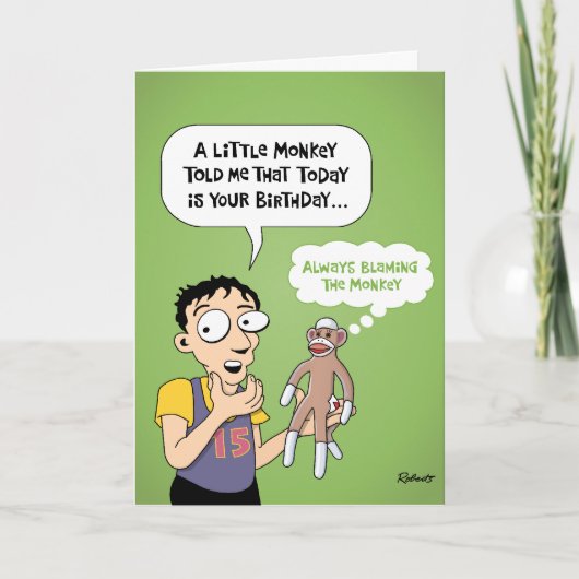 ソッおもしろいクサル誕生日 カード (正面)