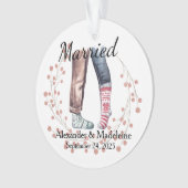 ソックカップル祝「結婚した」アクリルオーナメント オーナメント (正面)