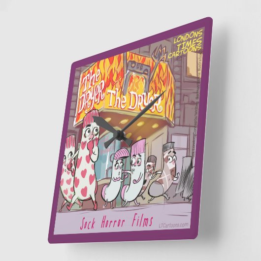 ソックスおもしろいホラーフィルム角壁時計 スクエア壁時計 (傾斜)