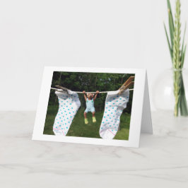 ソックスが洗濯ひもに並ぶ カード