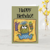 ソックスのパペットおもしろい カード (黄色い花)