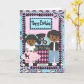 ソックスのホツプのバースデー・カードのアフリカ系アメリカ人 カード (黄色い花)