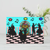 ソックスのホツプの五十年代のダンスのテーマのパーティの招待状 招待状 (スタンド正面)