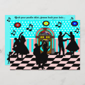 ソックスのホツプの五十年代のダンスのテーマのパーティの招待状 招待状 (正面/裏面)