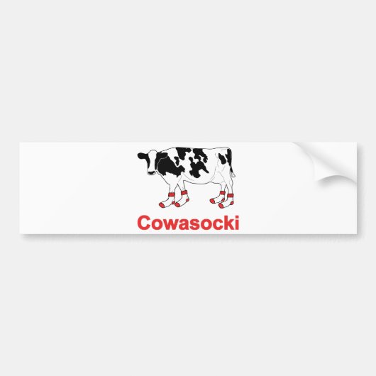 ソックスの乳牛- Cowasocki牛Socky バンパーステッカー (正面)
