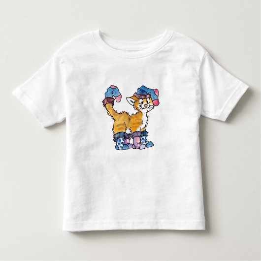 ソックスの子猫はTシャツをからかいます トドラーTシャツ (正面)