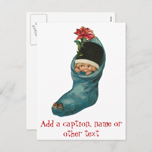 ソックスの赤ちゃんのホリデーカード シーズンポストカード (正面/裏面)