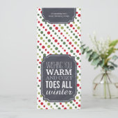 ソックスを包むための"暖かく、居心地のよいつま先"の-ギフトのラベル シーズンカード (スタンド正面)