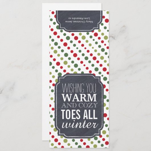 ソックスを包むための"暖かく、居心地のよいつま先"の-ギフトのラベル シーズンカード (正面/裏面)
