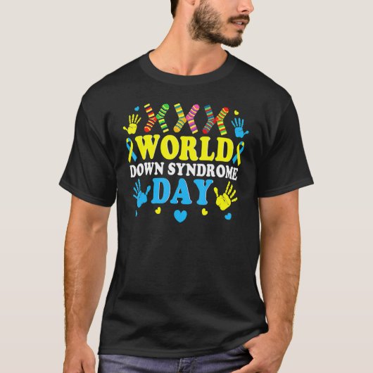 ソックスカッコいいワールドダウン症候群認識度サポーター Tシャツ (正面)
