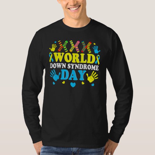 ソックスカッコいいワールドダウン症候群認識度サポーター Tシャツ (正面)
