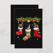 ソックスクリスマスサンタのグレイハウンド犬3匹 サンキューカード (正面/裏面)