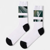 ソックスユニセックストレンド抽象芸術アート白黒グリーン ソックス (左)