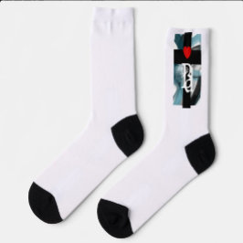 ソックスユニセックストレンド抽象芸術ブルー海 ソックス