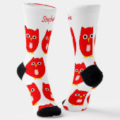 ソックスレッドフクロウデザイン ソックス (傾斜あり)