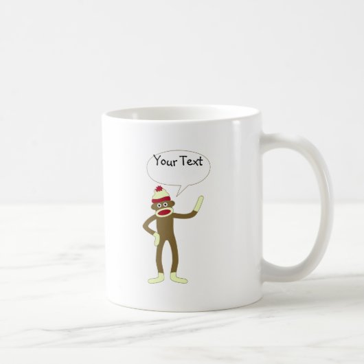 ソックス猿のカスタマイズ可能な喜劇的なスピーチの泡 コーヒーマグカップ (右)