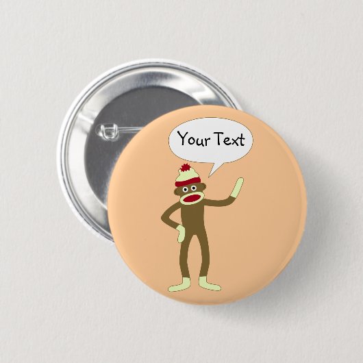 ソックス猿のカスタマイズ可能な喜劇的なスピーチの泡 缶バッジ (正面&裏面)