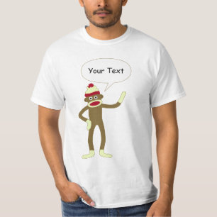 ソックス猿のカスタマイズ可能な喜劇的なスピーチの泡 Tシャツ