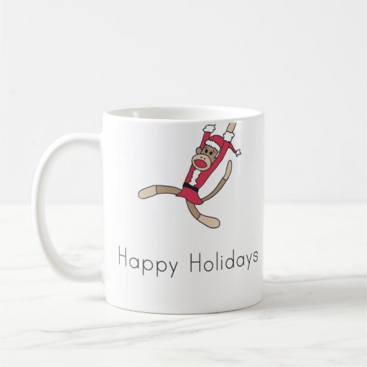 ソックス猿のクリスマスのコーヒー・マグ コーヒーマグカップ (左)