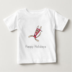 ソックス猿のクリスマスのパジャマ ベビーTシャツ