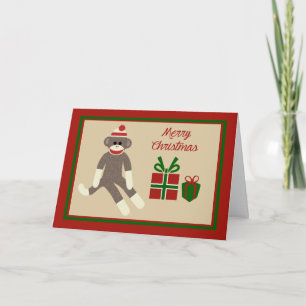 ソックス猿のクリスマスの休日カード シーズンカード