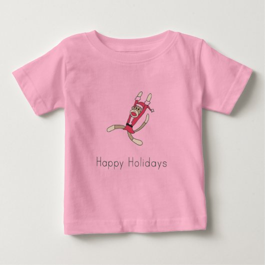 ソックス猿のクリスマスカード ベビーTシャツ (正面)