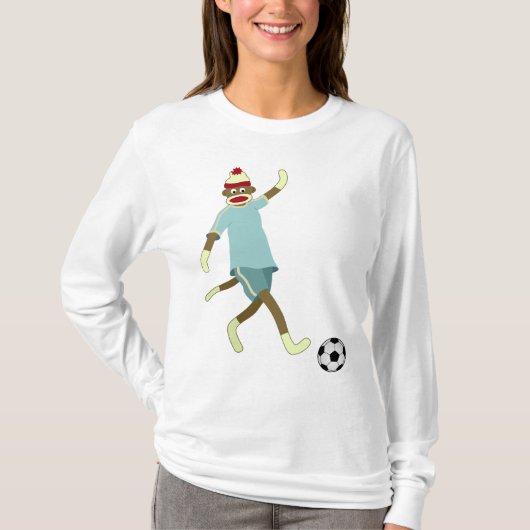 ソックス猿のサッカーの選手 Tシャツ (正面)