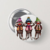 ソックス猿のトリオ-悪を見ないで下さい、聞いて下さい、話して下さい 缶バッジ (正面&裏面)