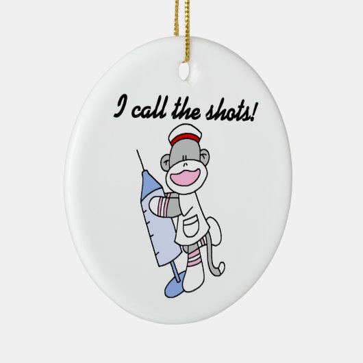 ソックス猿のナース私は打撃のギフトを呼びます セラミックオーナメント (右)