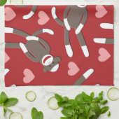 ソックス猿のハート キッチンタオル (折り畳み)