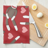 ソックス猿のハート キッチンタオル (四つ折り)