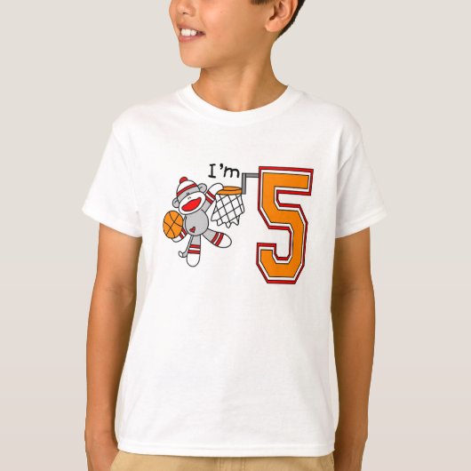ソックス猿のバスケの第5誕生日 Tシャツ (正面)